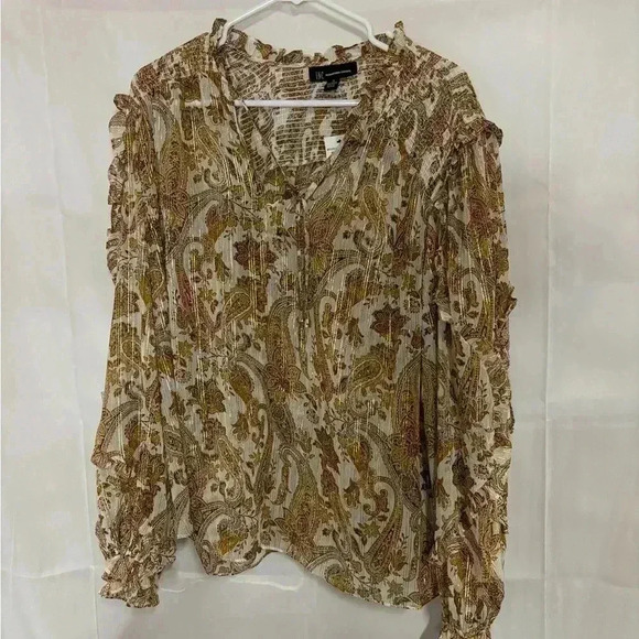 NWT, womens size XL inc brand paisley print chiffon peasant blouse, # B641 - Picture 2 of 6